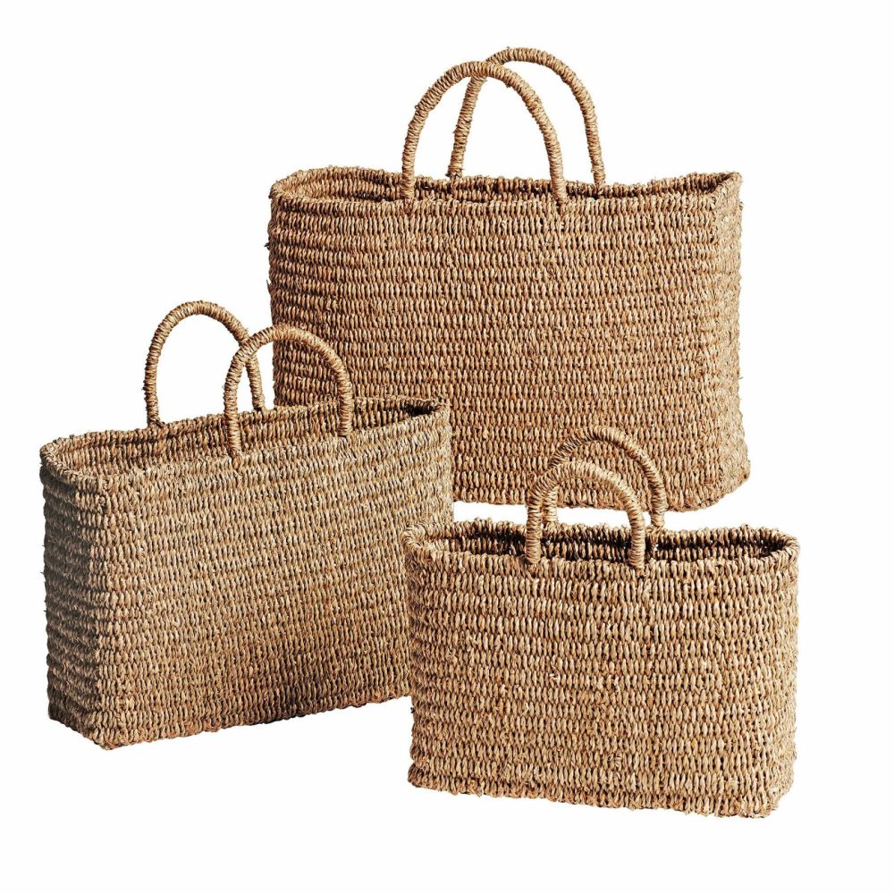 Baskets & Hampers |  Bimini Seagrass Tote Baskets – Set Of 3 Baskets & Hampers Baskets & Hampers