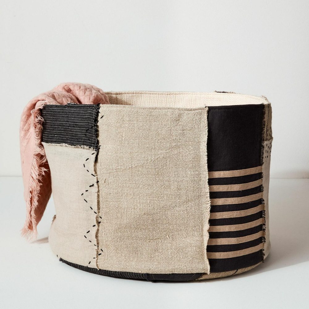 Baskets & Hampers |  Recycled Fabric Patchwork Basket Baskets & Hampers Baskets & Hampers