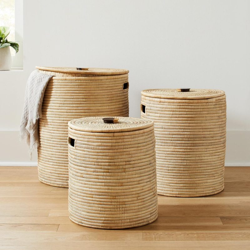 Baskets & Hampers |  Wooden Handle Lidded Hampers Baskets & Hampers Baskets & Hampers