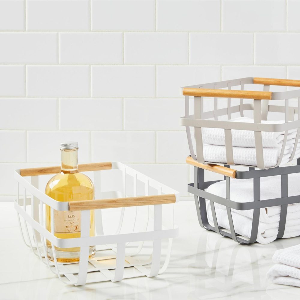 Baskets & Hampers |  Yamazaki Dual Handle Storage Basket White Baskets & Hampers Baskets & Hampers