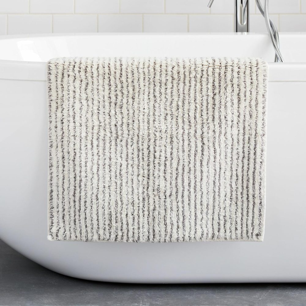 Bath Mats |  Organic Tufted Stripe Bath Mat Bath Linens Bath Mats