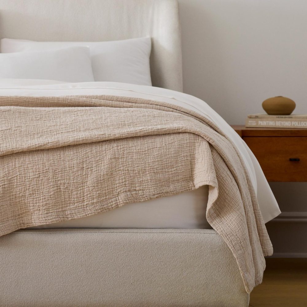 Blankets |  Silky Tencel™ & Cotton Matelasse Blanket Sand Bedding Blankets