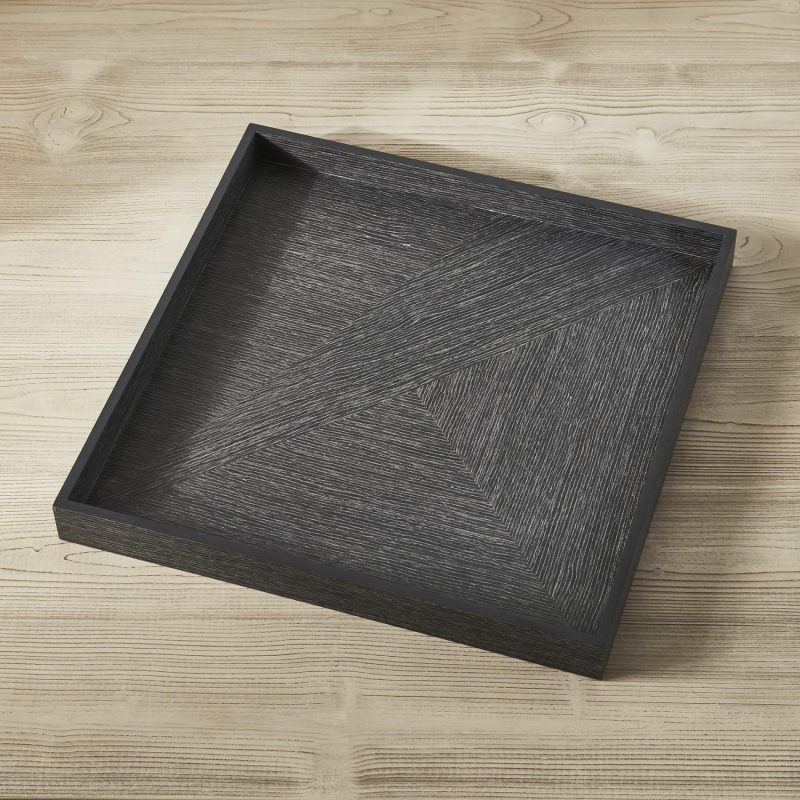 Decorative Trays & Bowls |  Modern Marquetry Wood Trays – Black Decorative Trays & Bowls Decorative Trays & Bowls