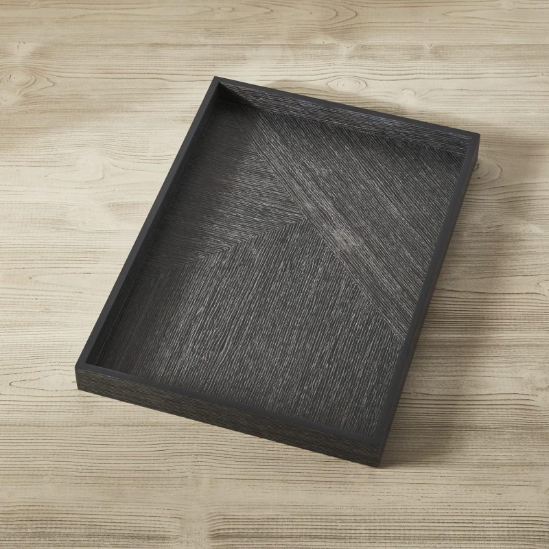 Decorative Trays & Bowls |  Modern Marquetry Wood Trays – Black Decorative Trays & Bowls Decorative Trays & Bowls