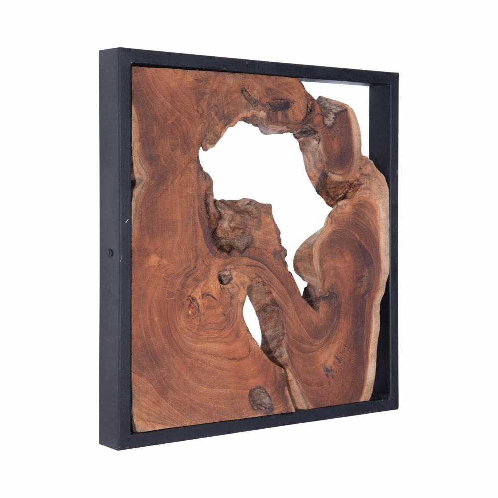 Dimensional Art |  Framed Slice Teak Wood Dimensional Wall Art Art Dimensional Art