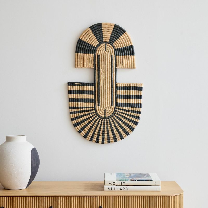 Dimensional Art |  Striped Wall Mask – Black & Neutral Art Dimensional Art