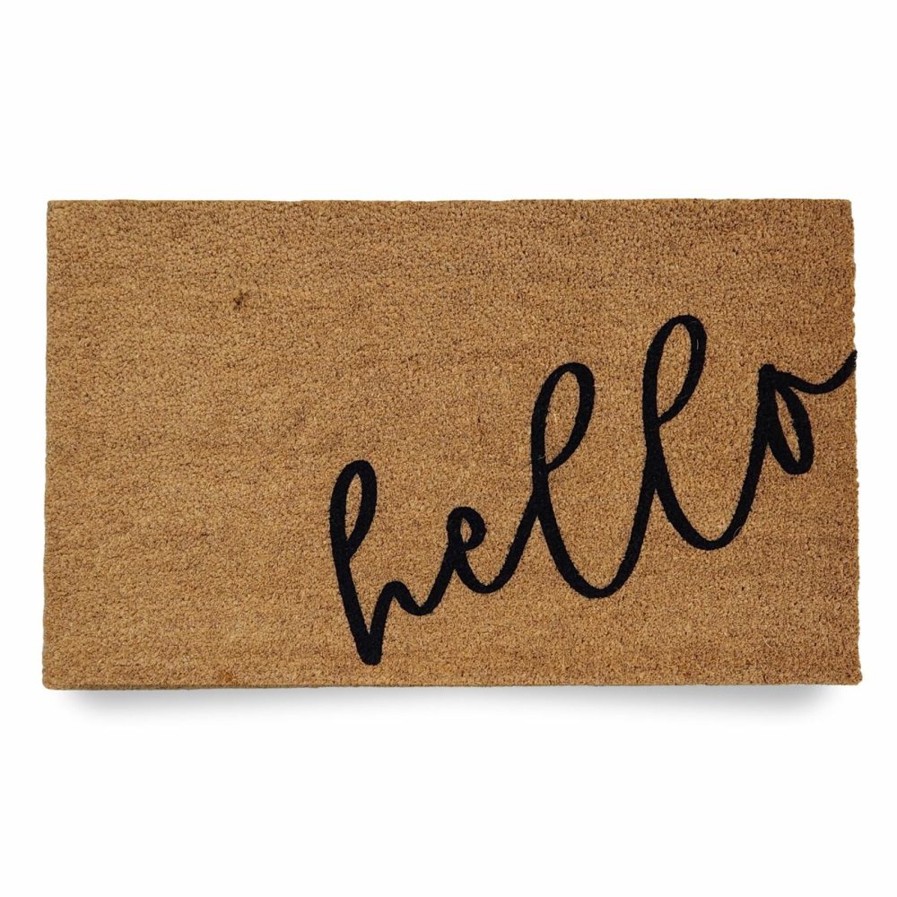 Doormats |  Nickel Designs Hand-Painted Doormat – Script Hello Doormats Doormats