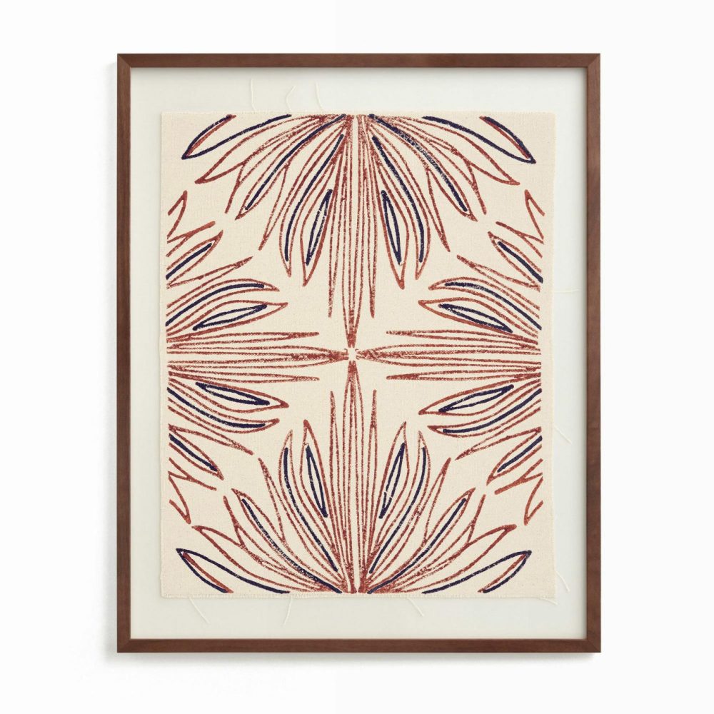 Fabric Art & Wall Hangings |  "Modern Botanical" Framed Textile Art Art Fabric Art & Wall Hangings