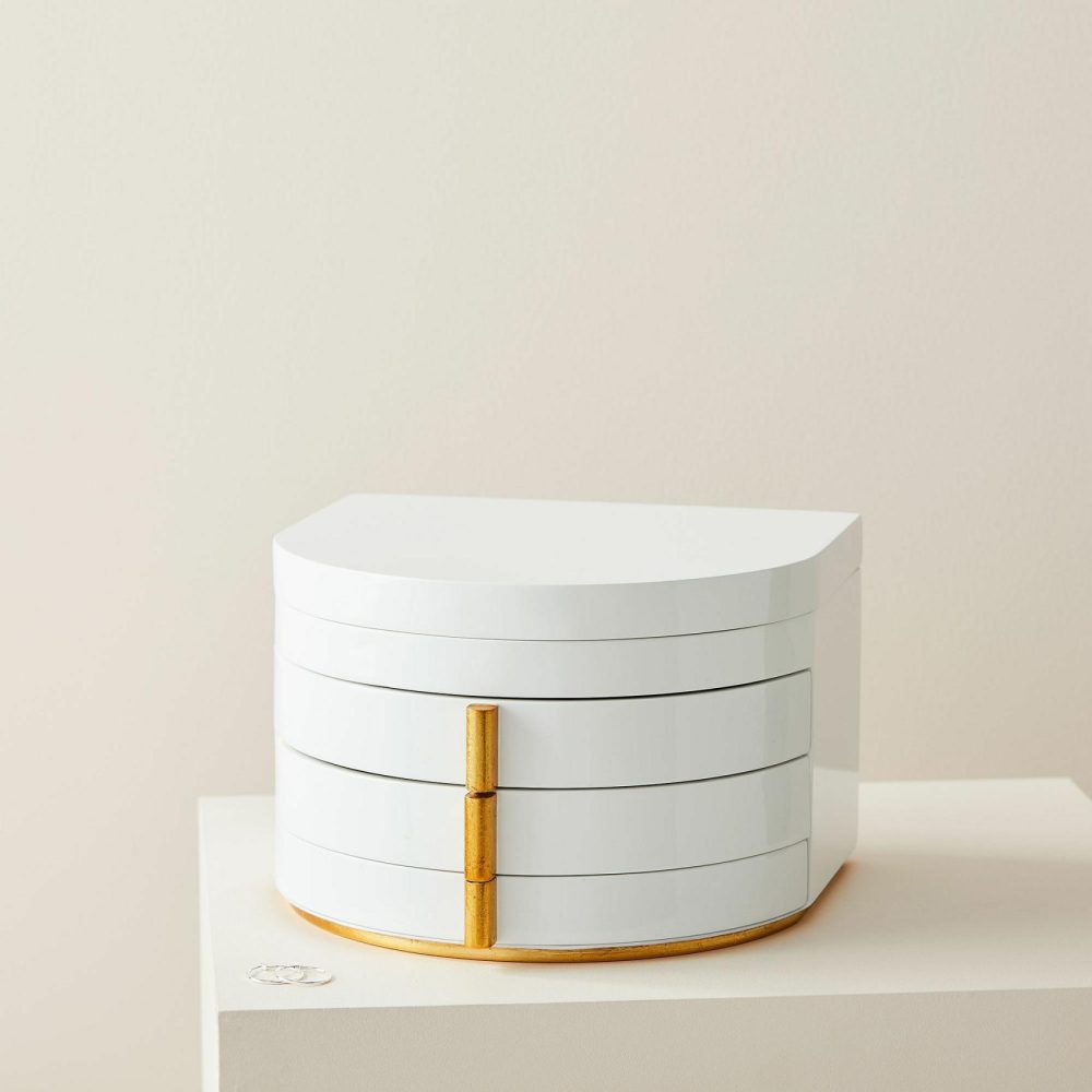 Jewelry Storage |  Soft Geo Modern White Lacquer Jewelry Box – Grand Jewelry Storage Jewelry Storage