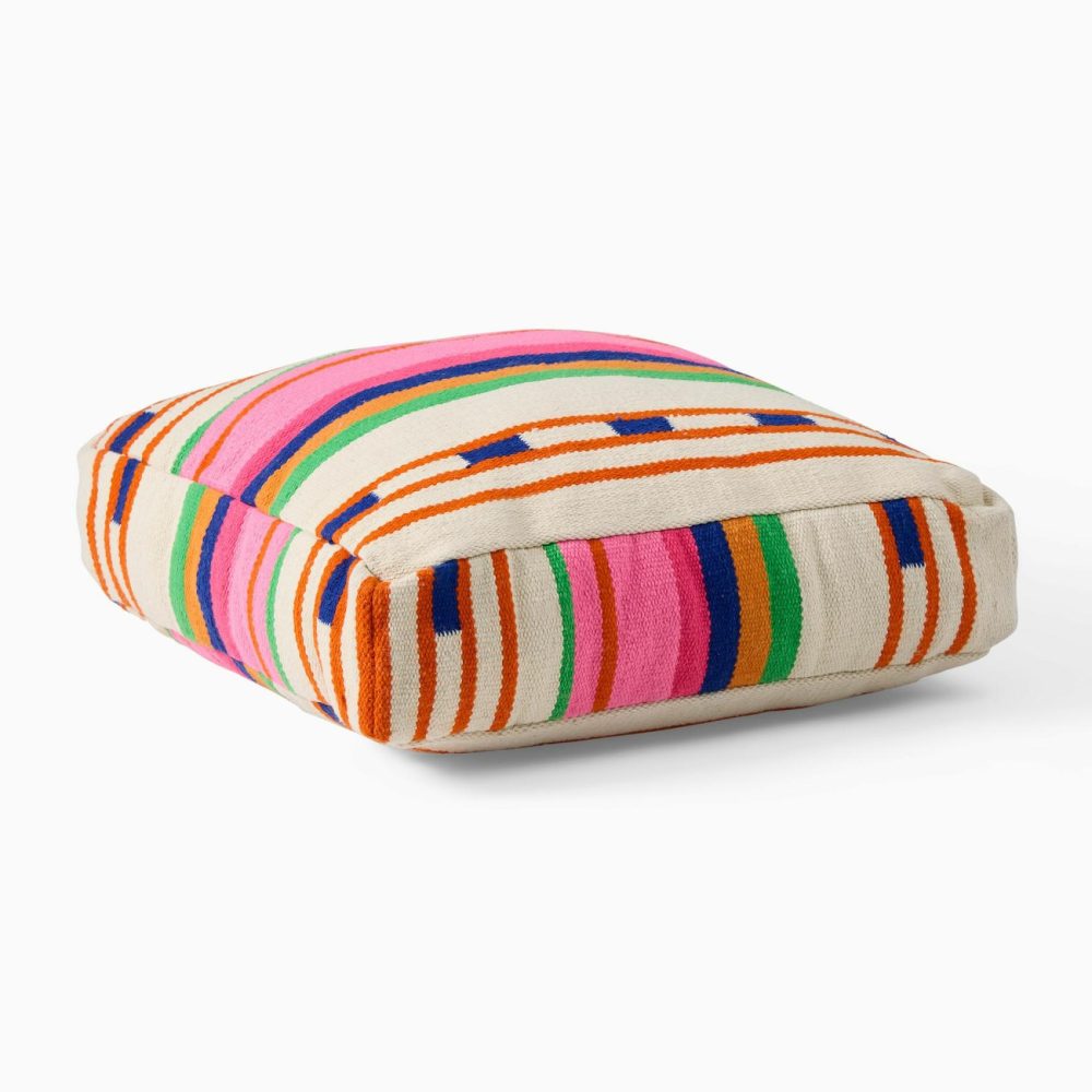 Outdoor Pillows |  Bolé Road Variegated Stripe Indoor/Outdoor Floor Cushion Outdoor Pillows Outdoor Pillows