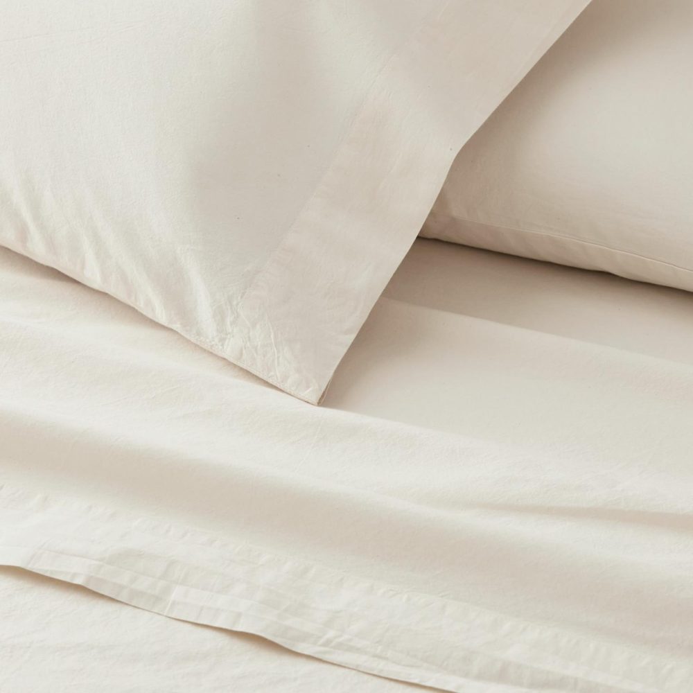 Sheet Sets & Pillowcases |  Organic Washed Cotton Percale Sheet Set White Bedding Sheet Sets & Pillowcases