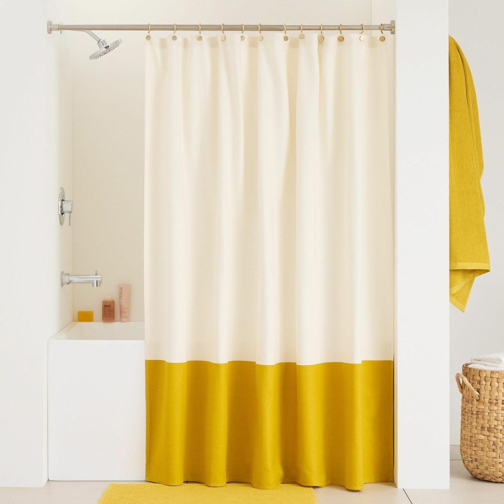 Shower Curtains |  Colorblock Canvas Shower Curtain Bath Linens Shower Curtains