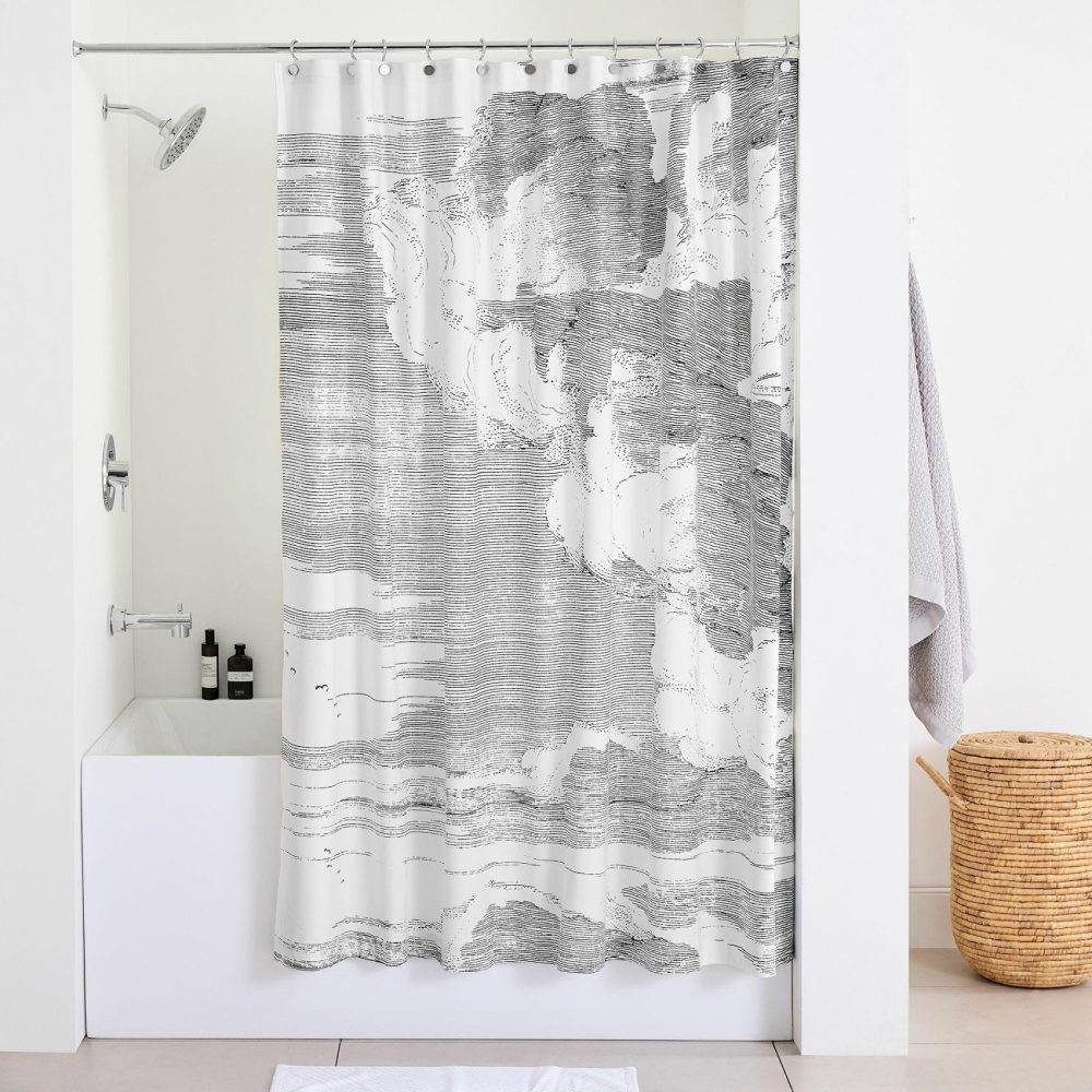 Shower Curtains |  Etched Cloud Shower Curtain Bath Linens Shower Curtains