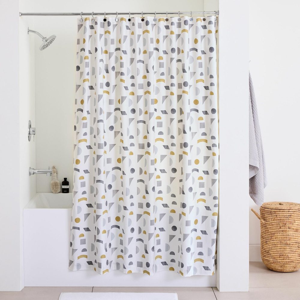 Shower Curtains |  Mid-Century Geo Shower Curtain Bath Linens Shower Curtains