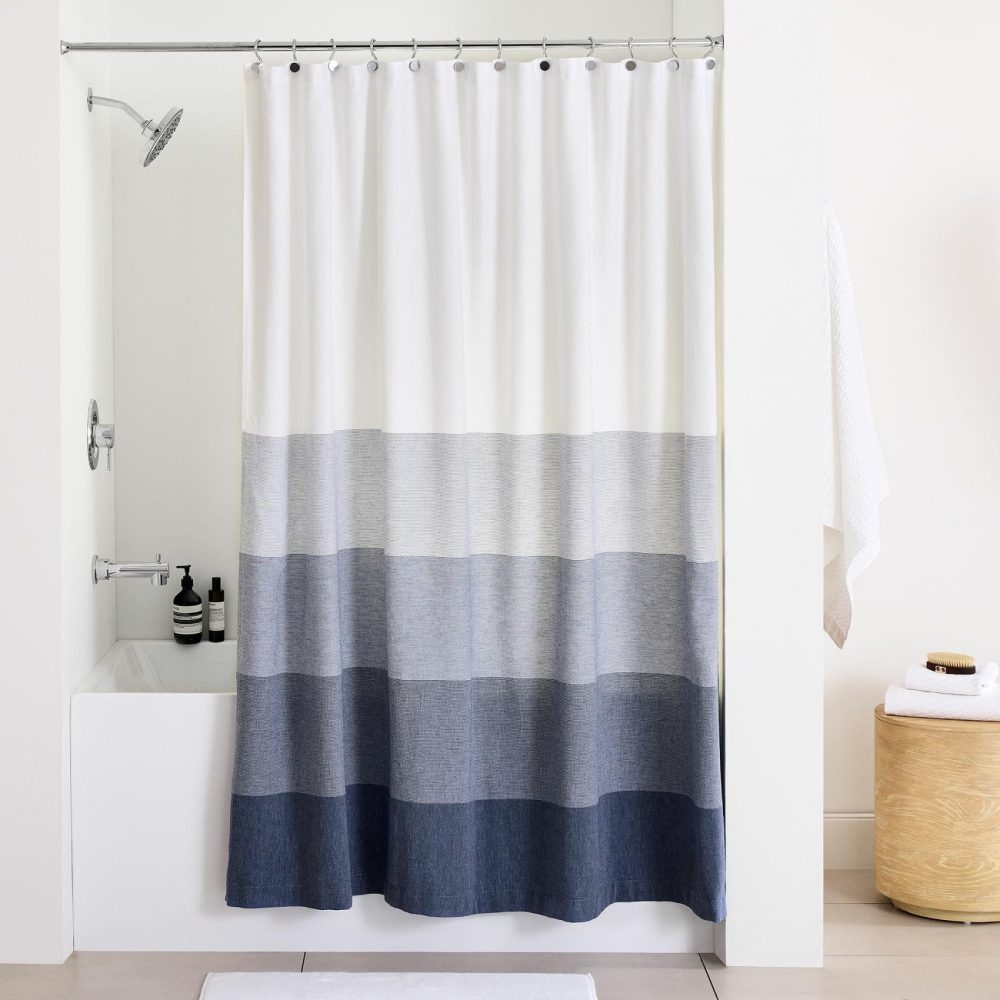 Shower Curtains |  Organic Dobby Ombre Shower Curtain Bath Linens Shower Curtains