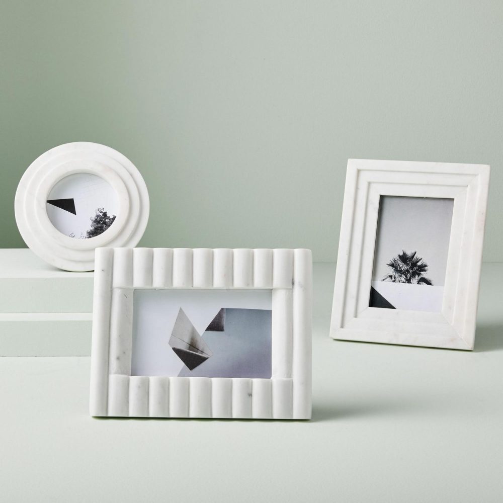 Tabletop Picture Frames |  Textured White Marble Frames Frames Tabletop Picture Frames