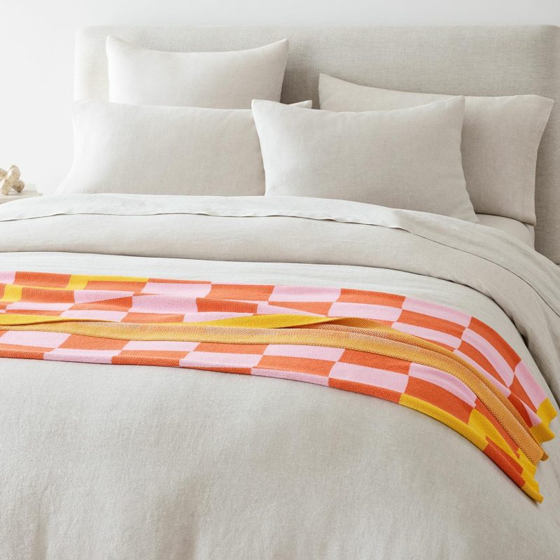 Throws |  Krista Marie Young River Knit Blanket Peach Pillows, Throws & Poufs Peach