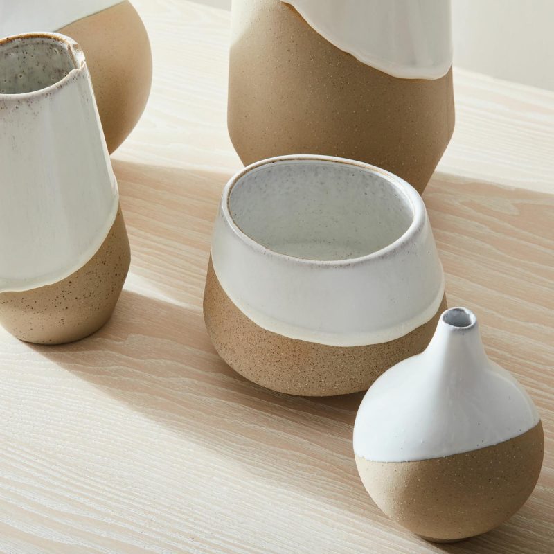 Vases |  Half-Dipped White Stoneware Vases Room Decor Vases