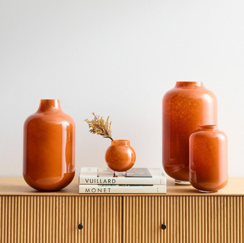 Vases |  Mari Glass Vases – Rust Room Decor Vases