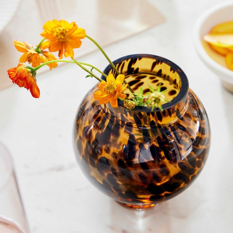 Vases |  Mari Glass Vases – Tortoise Room Decor Vases