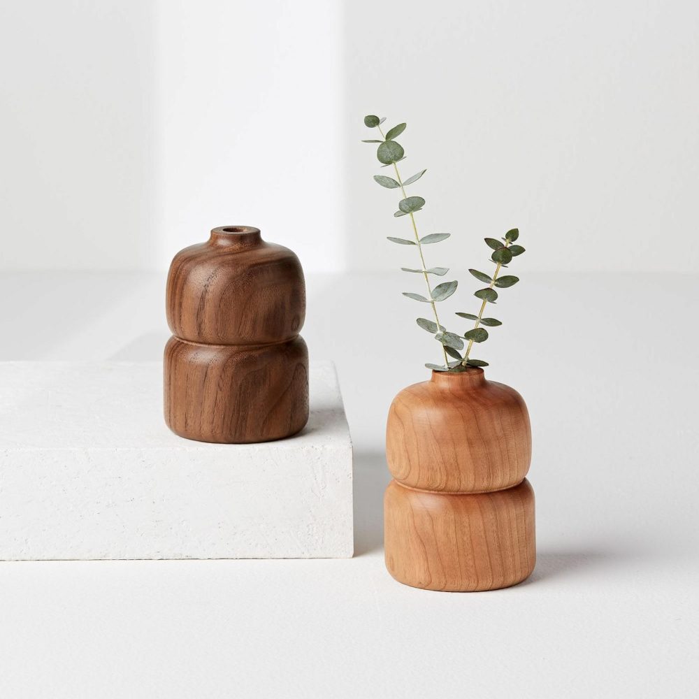 Vases |  Melanie Abrantes Hardwood Bud Vase – Double Walnut Room Decor Vases