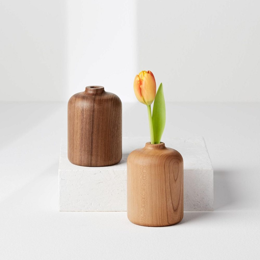 Vases |  Melanie Abrantes Hardwood Vase – Short Room Decor Vases