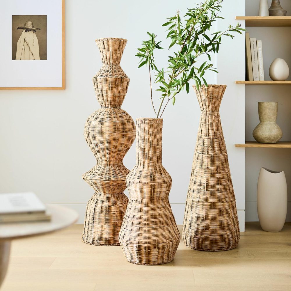 Vases |  Woven Wicker Floor Vases Room Decor Vases