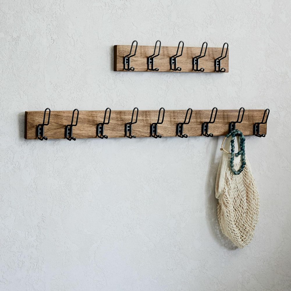 Wall Organization & Hooks |  Industrial Wood & Metal Hook Rack Wall Organization & Decor Wall Organization & Hooks