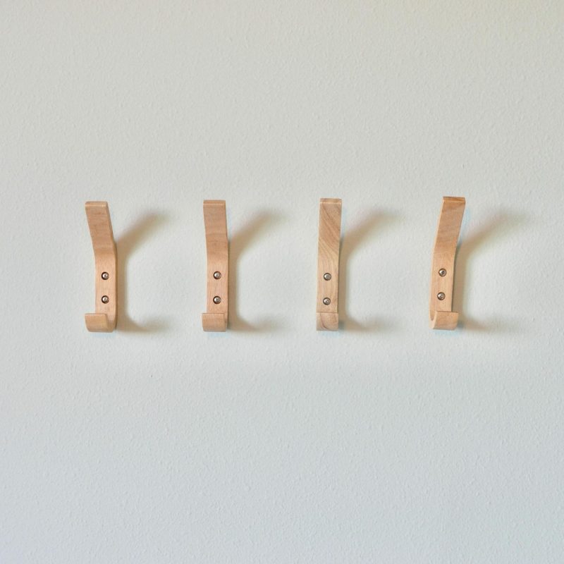 Wall Organization & Hooks |  Modern Home Wooden L-Shaped Double Wall Hooks – Set Of 4 Wall Organization & Decor Wall Organization & Hooks