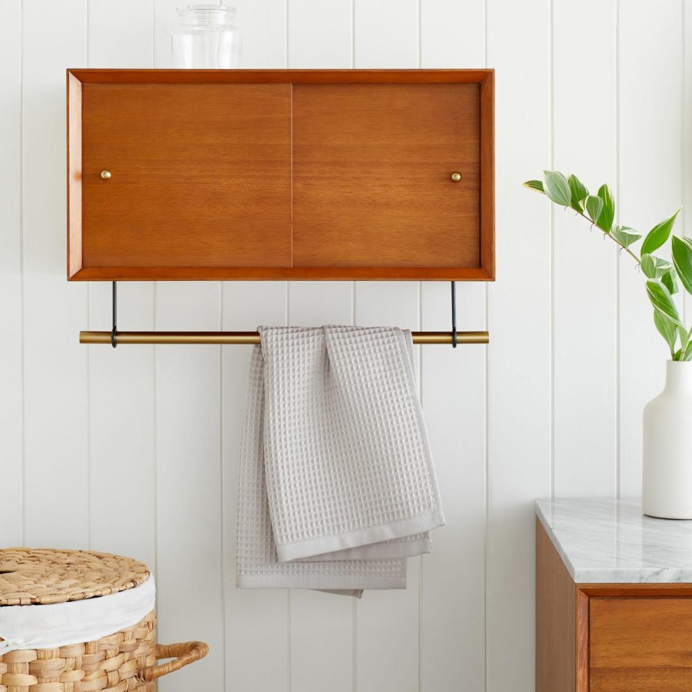 Wall Shelves |  Mid Century Bathroom Storage Cabinet Bathroom Organization Wall Shelves