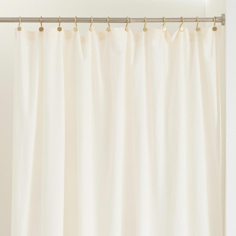 Shower Curtains |  Crinkle Shower Curtain Ivory Bath Linens Ivory